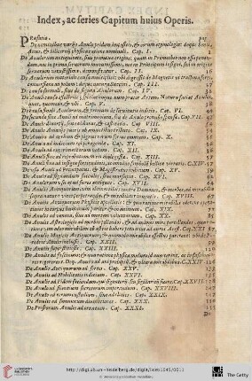 Index, ac series Capitum huius Operis