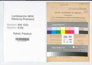 Entnazifizierung Friedrich Rykeit , geb. 27.02.1902 (Oberbrandmeister)