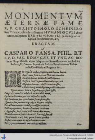 Monumentum Aeternae Famae R. P. Christophoro Scheinero ...