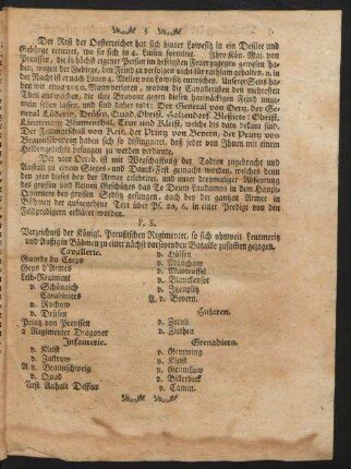 Verzeichnis der Königl. Preußischen Regimenter.