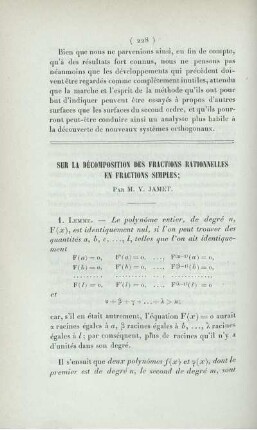 Sur la décomposition des fractions rationnelles en fractions simples.