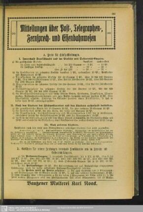 Mitteilungen über Post-, Telegraphen-, Fernsprech- und Eisenbahnwesen