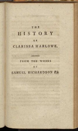 The History Of Clarissa Harlowe