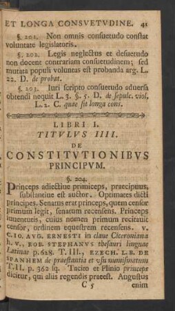 Libri I. Titulus IIII. De Constitutionibus Principum