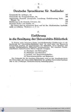 F. Einführung in die Benutzung der Universitäts-Bibliothek.