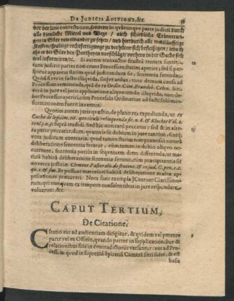Caput Tertium, De Citatione.