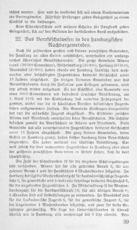22. Das Berufsschulwesen in den hamburgischen Nachbargemeinden.