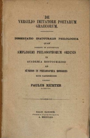 De Vergilio imitatore poetarum graecorum