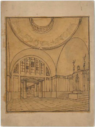 Bestelmeyer, German; Rom (Italien); Villa Giulio, Deutsches Ausstellungsgebäude für die internationale Kunstausstellung 1911 - Innenraumperspektive