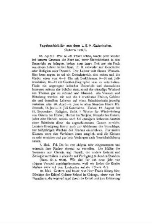 Tagebuchblätter aus dem L.E.H. Gaienhofen : Ostern 1907/8