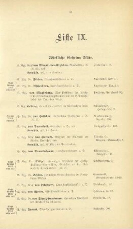 Liste IX. Wirkliche geheime Räte