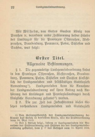 Die Landgemeindeordnung für die sieben östlichen Provinzen der Monarchie