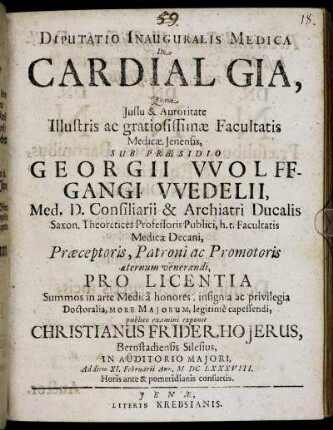 Diputatio Inauguralis Medica De Cardialgia