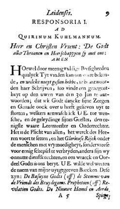 Responsoria I. Ad Quirinum Kuhlmannum