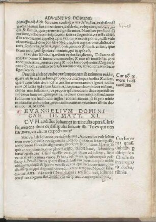 Evangelivm Dominicae III. Matt. XI.