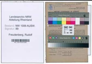 Entnazifizierung Rudolf Freudenberg , geb. 21.10.1904 (Zollsekretaer)