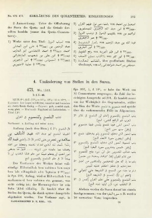 4. Umänderung von Stellen in den Suren (No. 473-484)