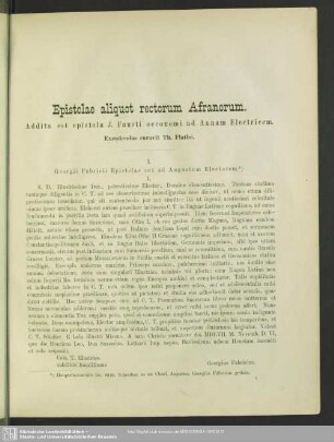 Epistolae aliquot rectorum Afranorum