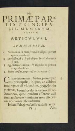 Primae Partis Principalis, Membrum Tertium.