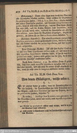 Ad. Tit. XLIII. Ord. Proc. Vet. Von denen Gläubigern, welche neben [et]c.