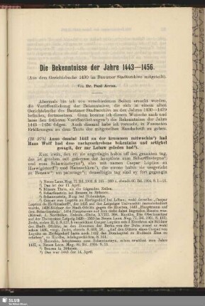Die Bekenntnisse der Jahre 1443 - 1456