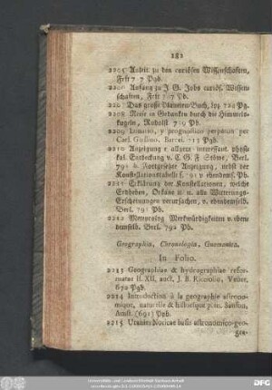 Geographia, Chronologia, Gnomonica.
