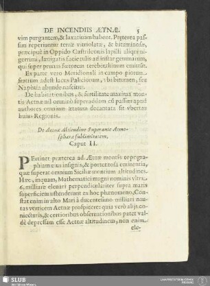 De Aetnae Altitudine Superante Atmosphaerae sublimitatem. Caput II