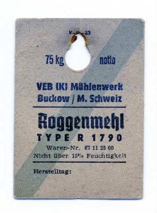 VEB (K) Buckow Roggenmehl