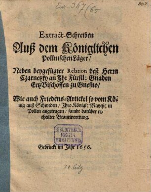 Extract-Schreiben aus d. Kön. Polln. Läger 20. Aug.