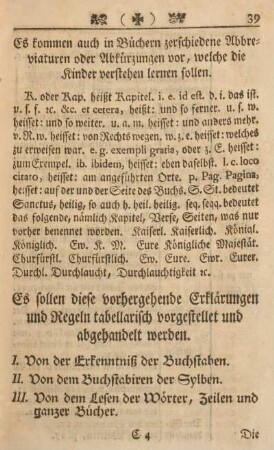 Es sollen diese vorhergehende Erklärungen und Regeln tabellarisch vorgestellt und abgehandelt werden.