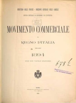 Movimento commerciale del Regno d'Italia. 1894