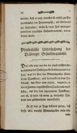 Physicalische Untersuchung des Driburger Gesundbrunnens.