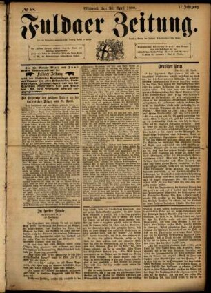 Ausgabe vom Mittwoch, den 30. April 1890.