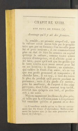 Chapitre XVIII. Des baux de terre (I).