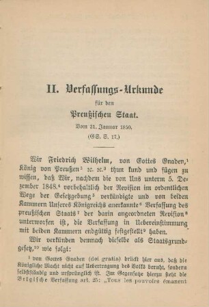 II. Verfassungs-Urkunde für den Preußischen Staat. Vom 31. Januar 1850. (GS. S. 17.)