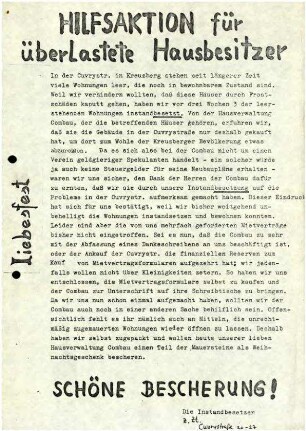 Flugschrift: Hilfsaktion für überlastete Hausbesitzer, 1979