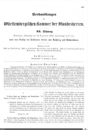 34. Sitzung, Stuttgart, 23.12.1899