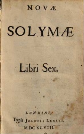 Novae Solymae libri VI