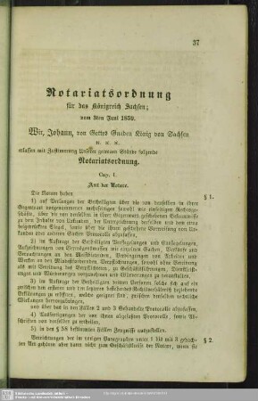 Notariatsordnung für das Königreich Sachsen; vom 3ten Juni 1859