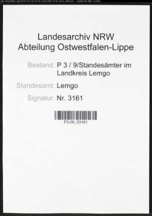 Sterberegister Standesamt Lemgo