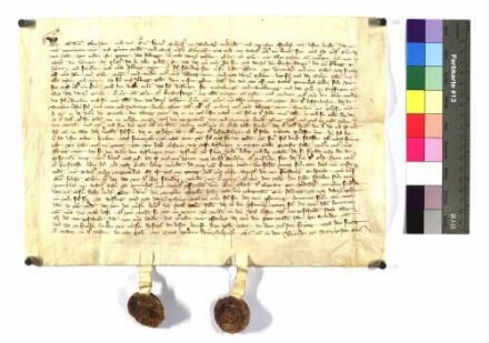 Graf Eberhard von Werdenberg und Graf Heinrich von Werdenberg, Gebrüder, vereinbaren, dass dem Kloster zu den Wengen bei Ulm ein Teil und der Kirchensatz von ihren Gütern zu Albeck (Albegg) zustehen soll und ihrem Oheim von Württemberg (Wirtenberg) seine Rechte und Gült. Wem von ihnen beiden Albeck zufällt, dem soll auch Sontheim (Sunthein) gehören, welches mit 2.400 Pfund abgelößt werden soll. Sodann Bestimmungen wegen des gegenseitigen Erbrechtes bei kinderlosem Ableben, bezüglich der Aussteuer der Töchter und Morgengabe der Frauen, heimfällige Lehen sollen geteilt werden. Ebenso ihr Schaden in Hinsicht auf den Anspruch ihrer Schwester der von Fürstenberg auf ihrer Mutter Gut. Dem Graf Heinrich steht bei der Teilung die erste Wahl zu.