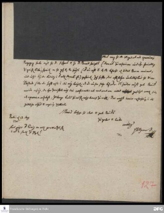 Brief von Philipp Jakob Spener an August Hermann Francke.