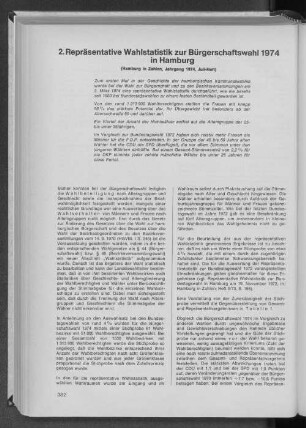 2. Repräsentative Wahlstatistik zur Bürgerschaftswahl 1974 in Hamburg