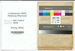 Entnazifizierung Alfred Koring , geb. 26.01.1910 (Aufseher)