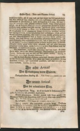 Der neunte Articul Von der ordentlichen Klag.
