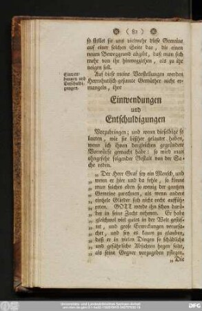 Einwendungen und Entschuldigungen.