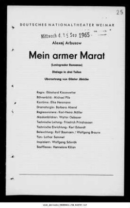 Mein armer Marat (Leningrader Romanze)