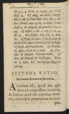 Secunda Ratio. Sacrarum literarum sententia