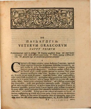 De paidagōgia Vetervm Graecorvm : auspicio ampliss. Philosophorum Ordinis pro Loco in eodem obtinendo ...