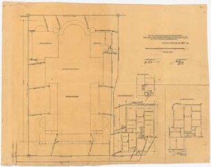 Paulus-Kirche und Pfarrhaus, Friedenshütte: Entwässerungsplan für Kirche und Pfarrhaus 1:100